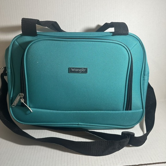 Wrangler Blue Black Double Handle Crossbody Strap Travel Laptop Book‎ Tote Bag - Picture 1 of 12